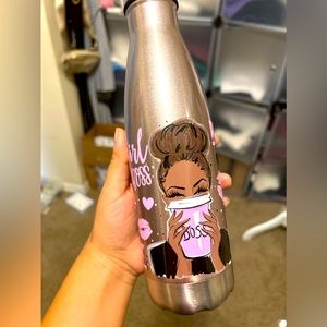 Girl Boss rose gold sparkle metal bottle of water 20oz